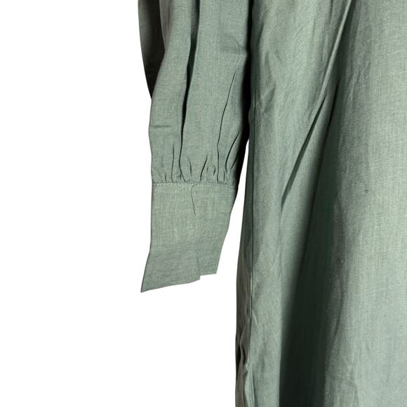Harshman Bloom Sage Green Long Sleeve Square Neck Flounce Midi Dress Size S - Picture 7 of 12